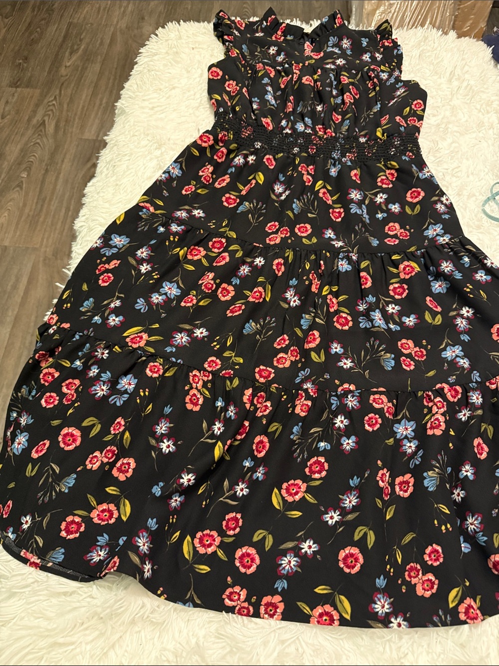 kate spade Black Dress with Pink and Blue Floral Print